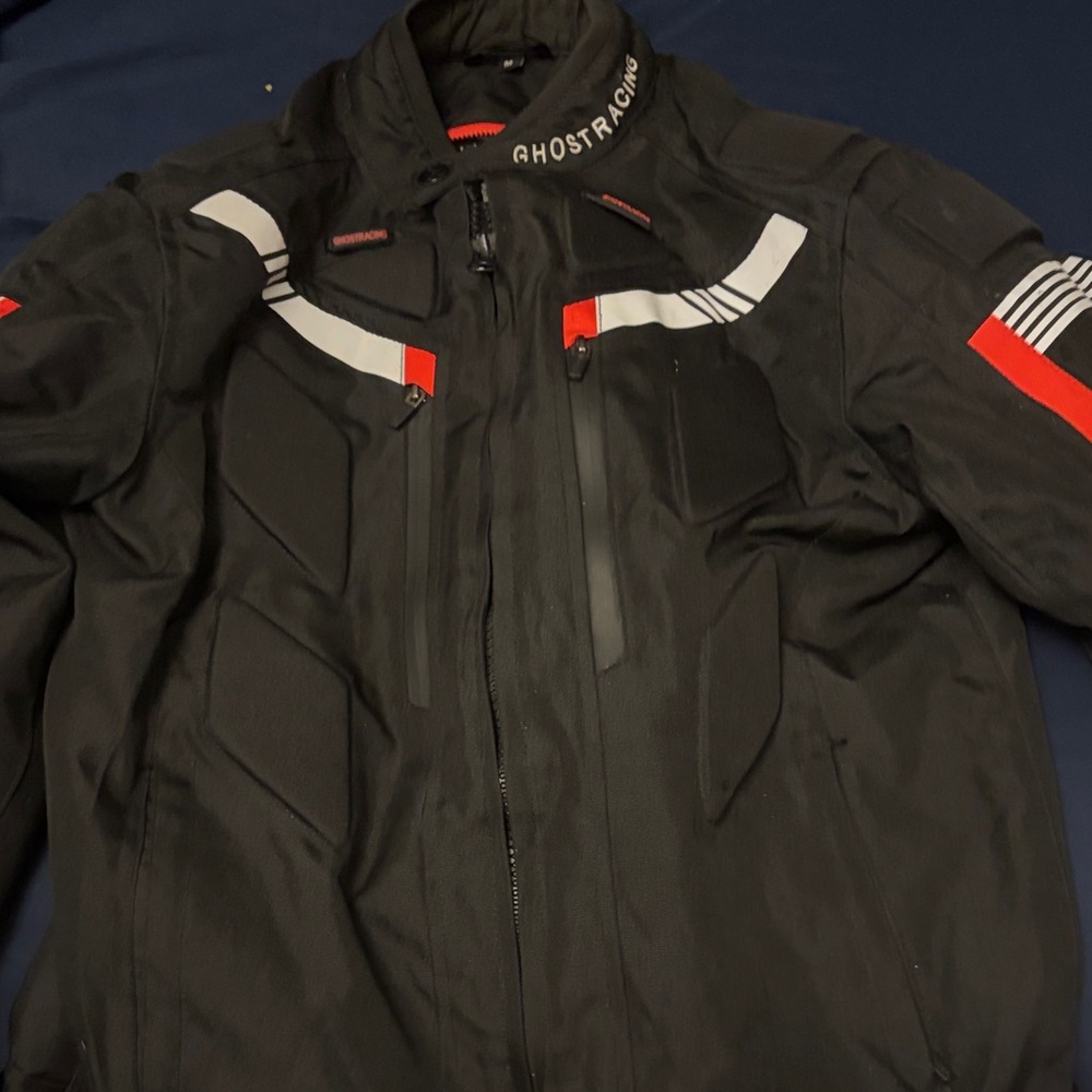 Ghost Racing Men's Black Performance Jacket with Red & White Accents